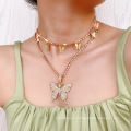 Shangjie OEM Cadina de clavícula Diamante Gran collar de mariposa de mariposa Mujeres de diálogo diálulas de 18 km collares de oro